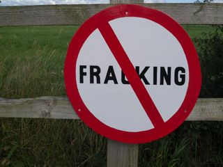 A 'No Fracking' sign put up by villagers in Lancashire