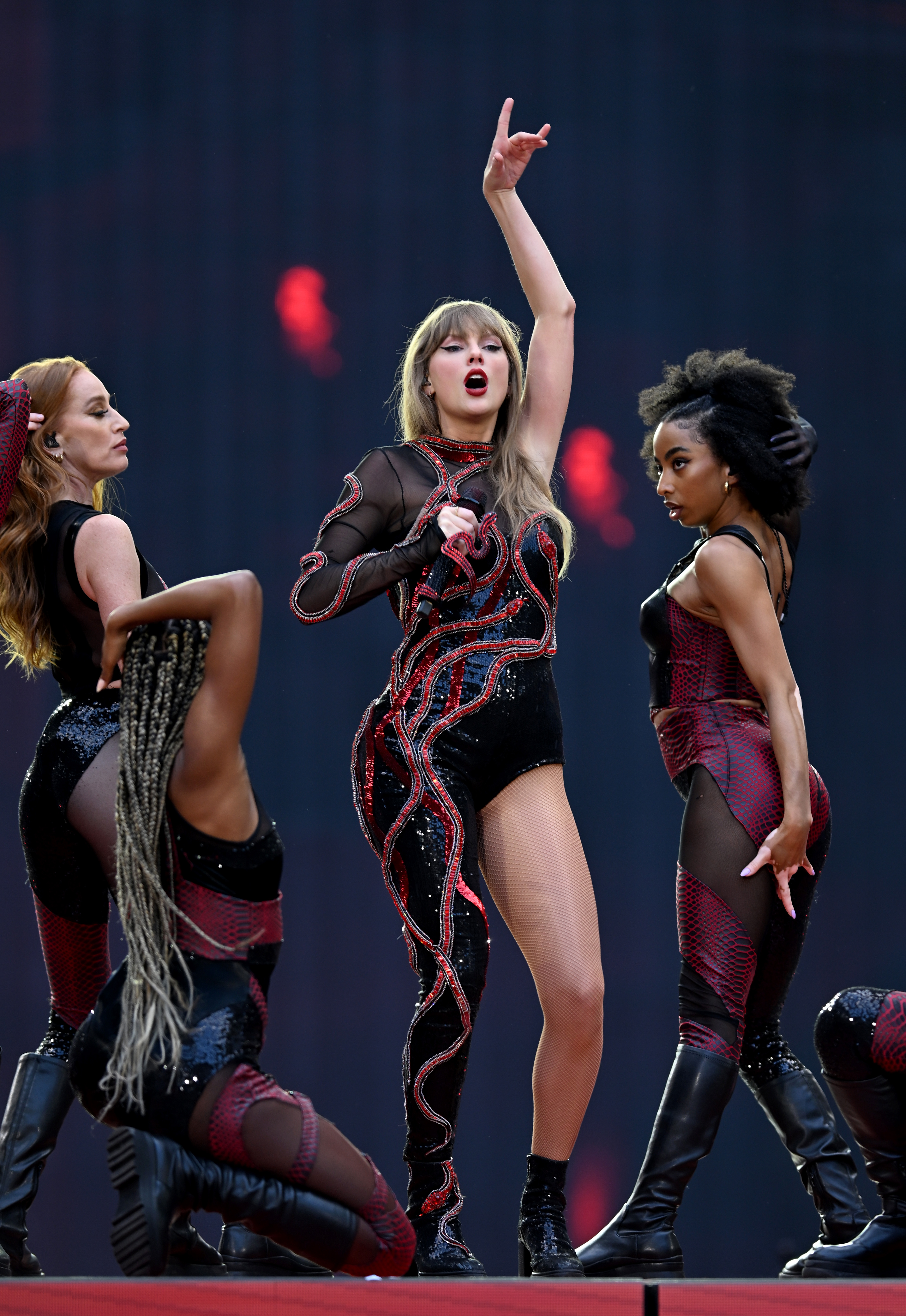 Taylor Swift performs on stage during "Taylor Swift | The Eras Tour" at Wembley Stadium on June 23, 2024 in London, England