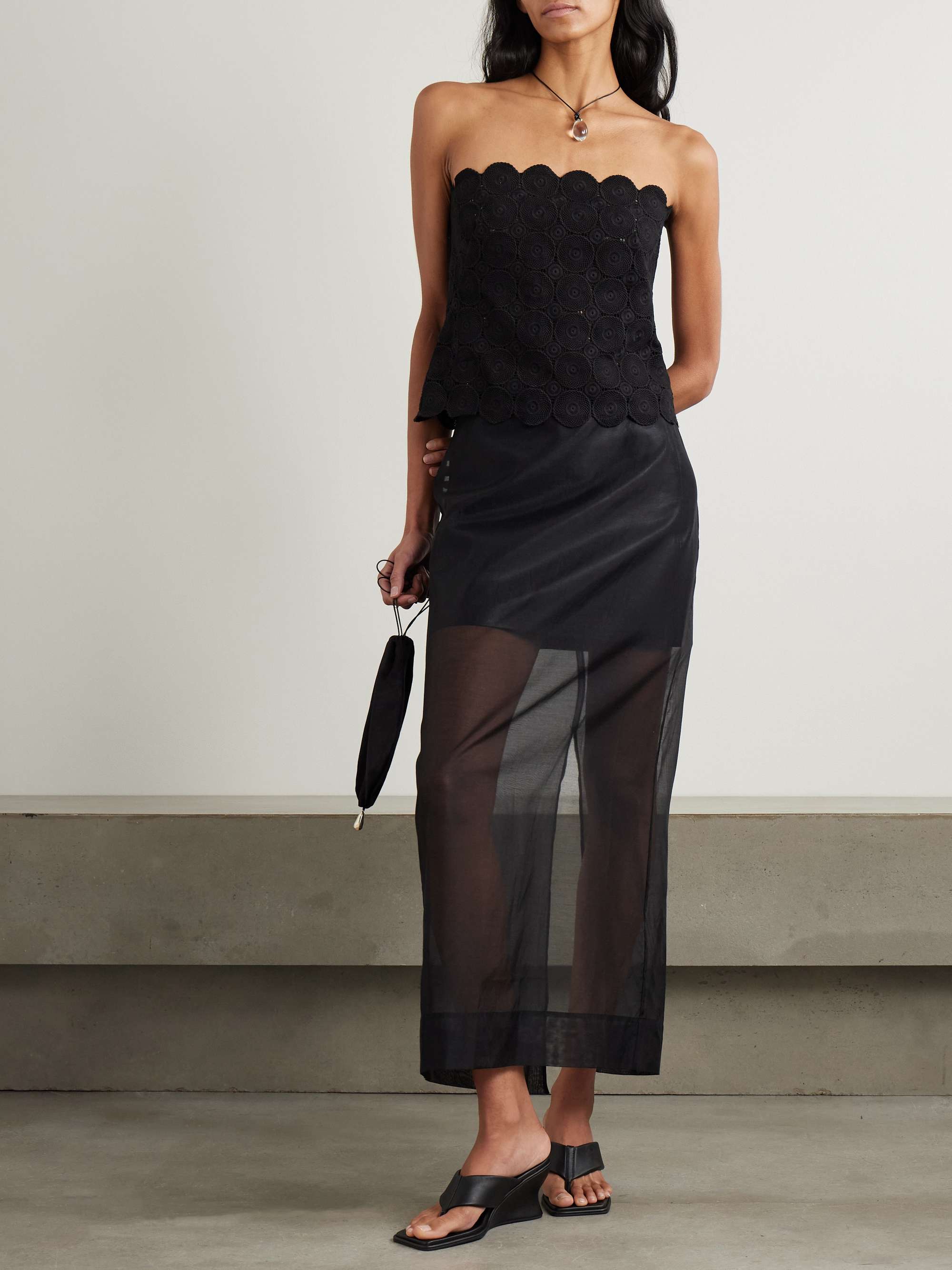 Doily Strapless Scalloped Organic Corded Lace Bustier Top