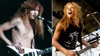 Dave Mustaine (left) and James Hetfield onstage in the early ’80s