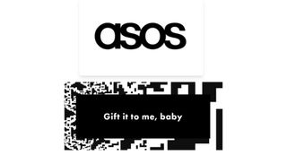 ASOS brand gift voucher black and white card as part of our best baby shower gifts roundup