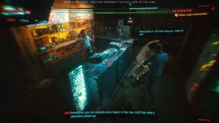 A braindance recording of a robbery in Cyberpunk 2077.