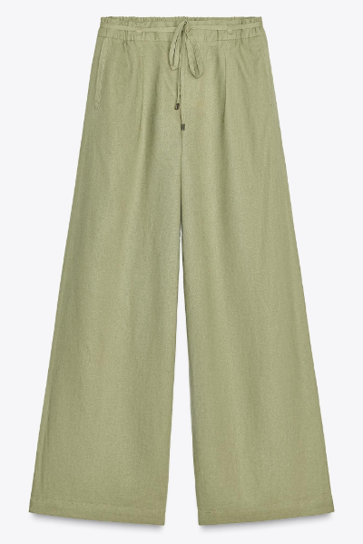 ZARA, Wide Leg Linen Pants With Belt