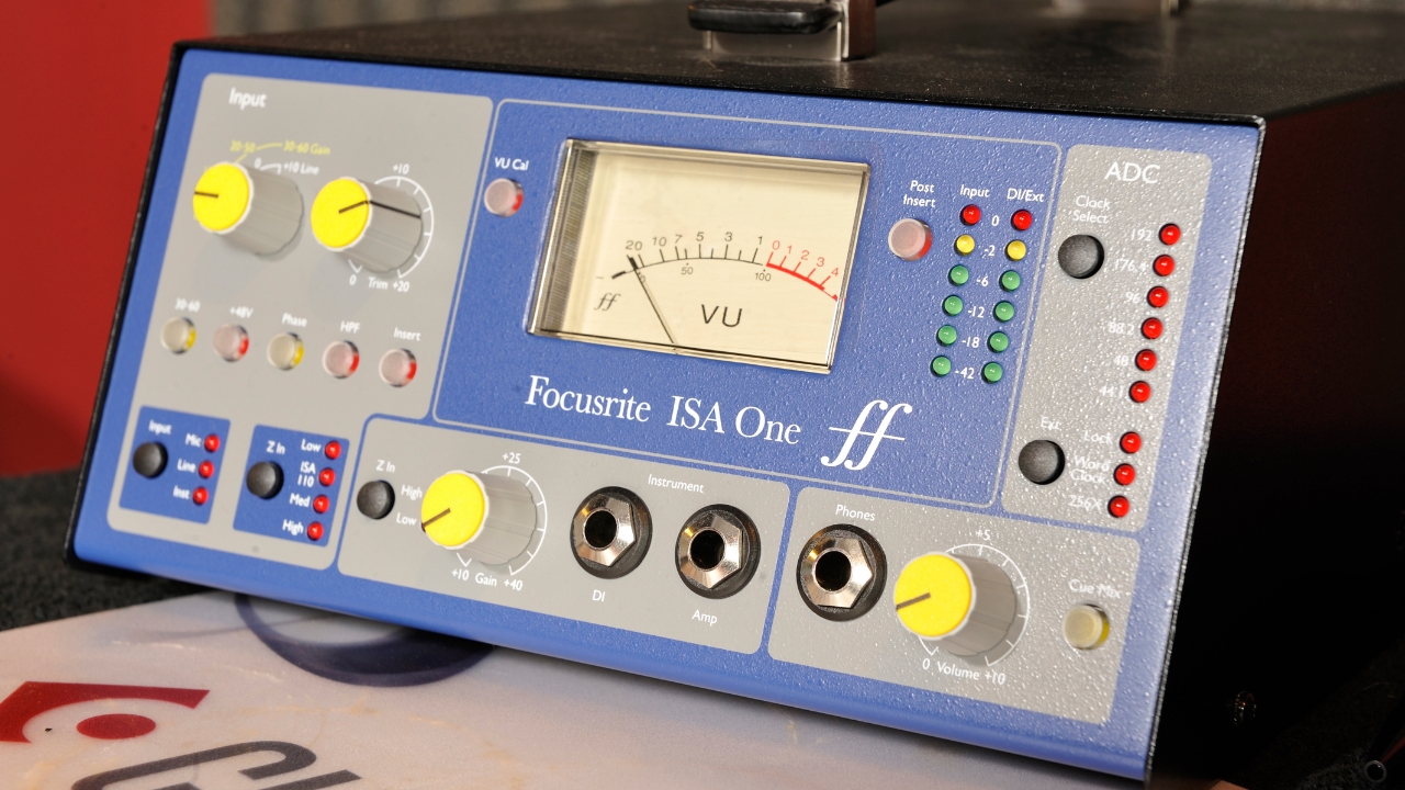 A Focusrite ISA One mic preamp unit