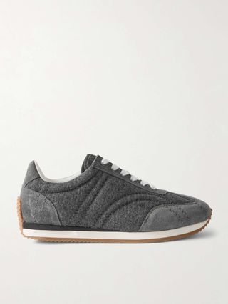 Suede-Trimmed Wool-Flannel Sneakers