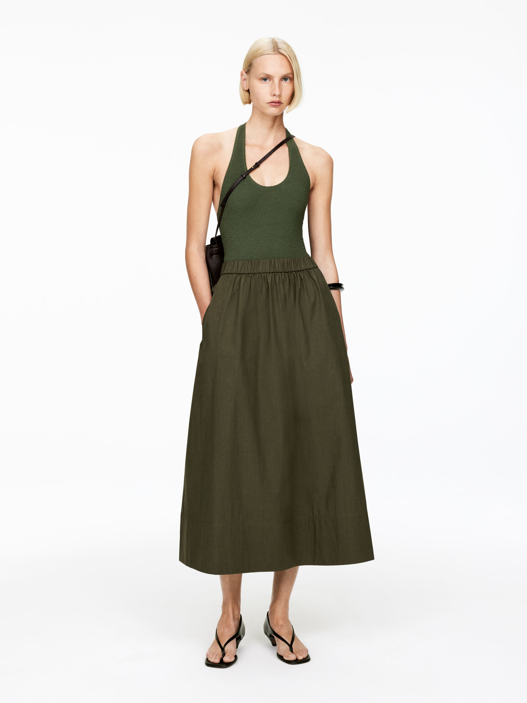 A-Line Cotton Skirt 
 Khaki Green 
 Children 
 Arket Gb