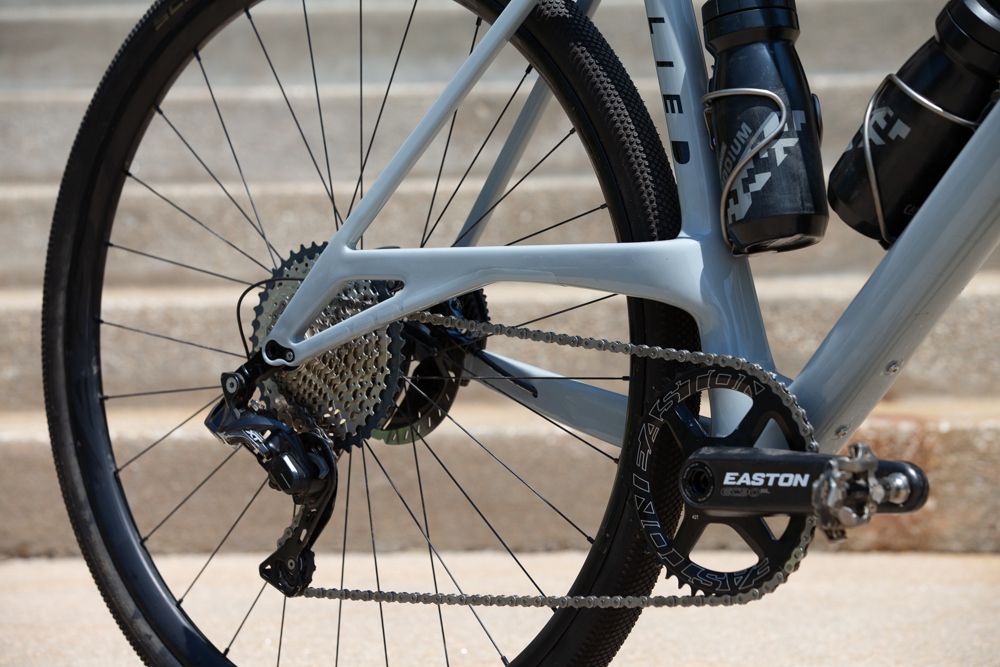 A closer look at the elevated chainstay on Amity Rockwell's Allied Cycles ABLE