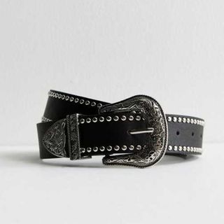 studded belt with western-inspired buckle