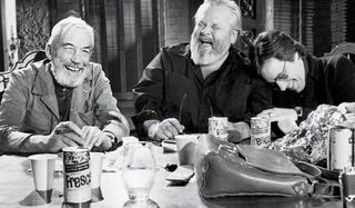 The Other Side Of The Wind John Huston Orson Welles Peter Bogdanovich laughing at the table
