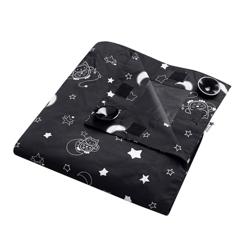 Tommee Tippee Sleeptight Portable Blackout Blind, Medium, 99 X 130 Cm, Star and Moon Print, Suction Cups, Lightweight, Adjustable Baby and Toddler Blind