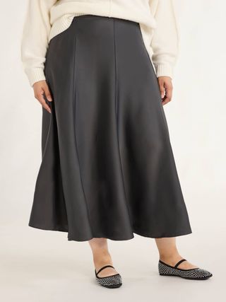 Scoop Women’s 
Women's Plus Satin Maxi Skirt, Sizes Xs-4x