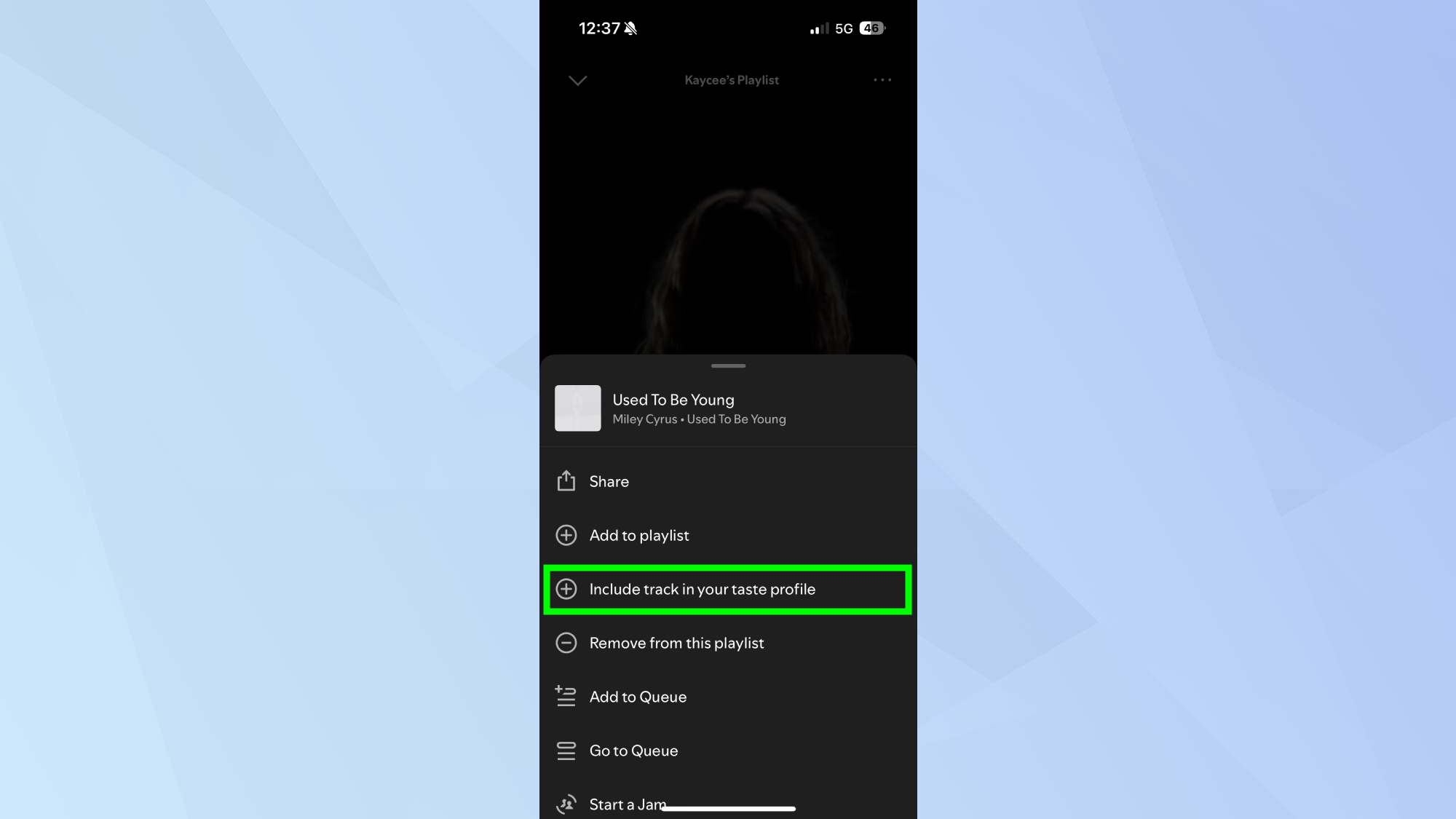 Spotify include track in your taste profile 