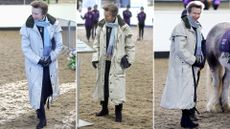 A composite of three pictures of Princess Anne during a visit to Nantwich in 2024