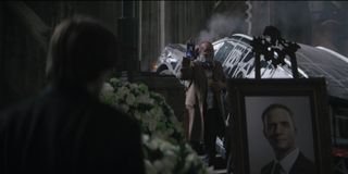 A funeral and trap of some sort in The Batman trailer