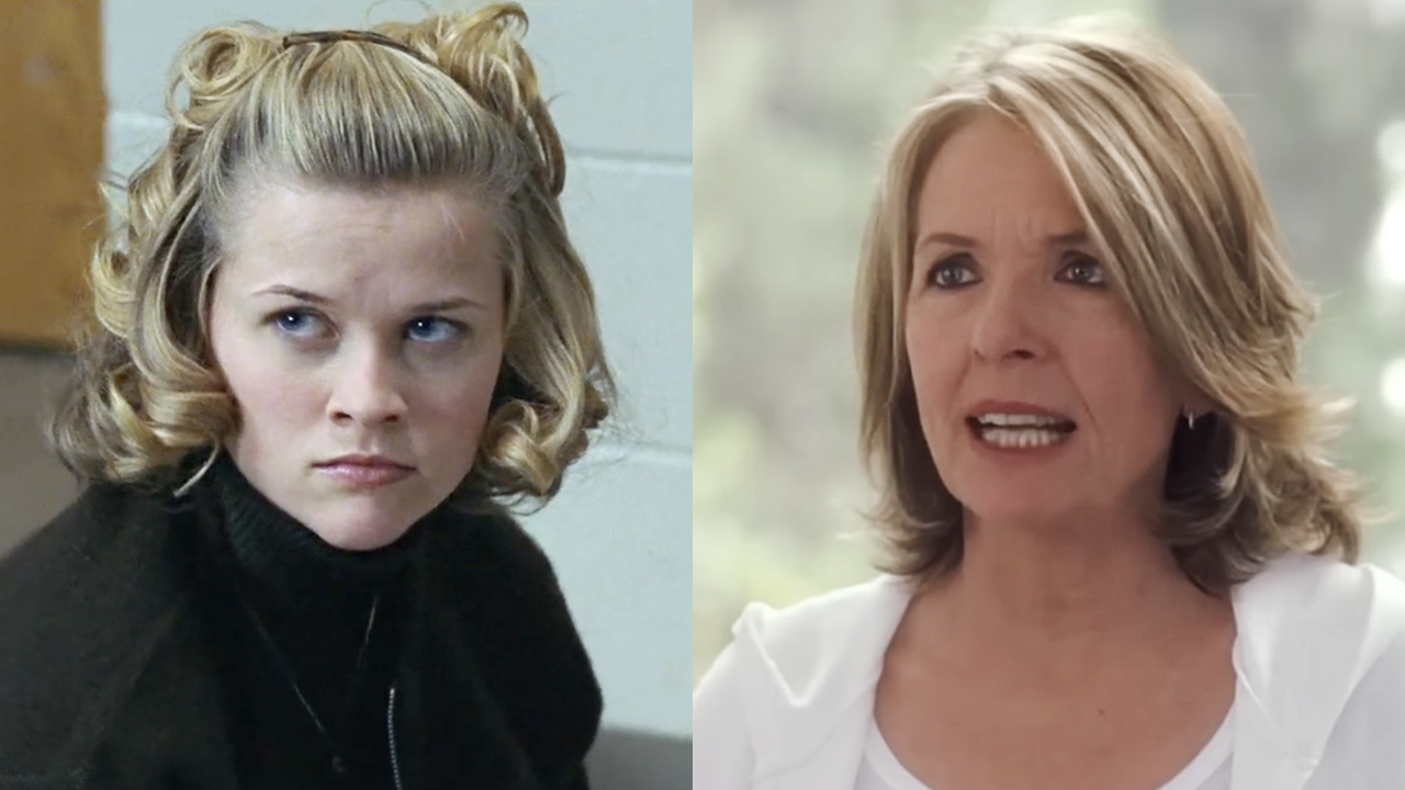 Witherspoon as Tracy Flick in Election (1999), Diane Keaton in her staring role in Something's Gotta Give. 