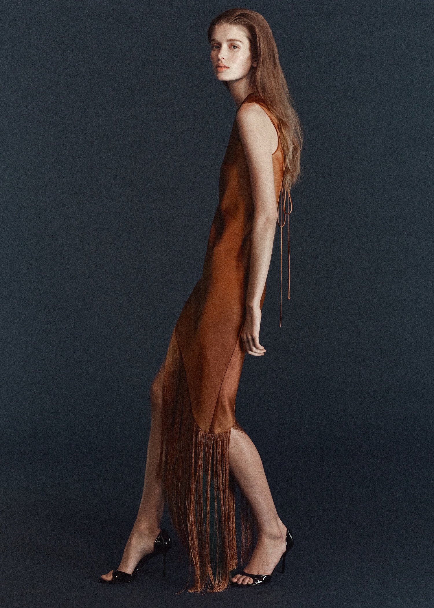 Asymmetrical Satin Dress With Fringes - Women | Mango United Kingdom