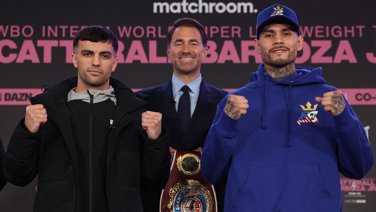 Jack Catterall and Arnold Barboza Jr go head to head at the press conference ahead of their fight