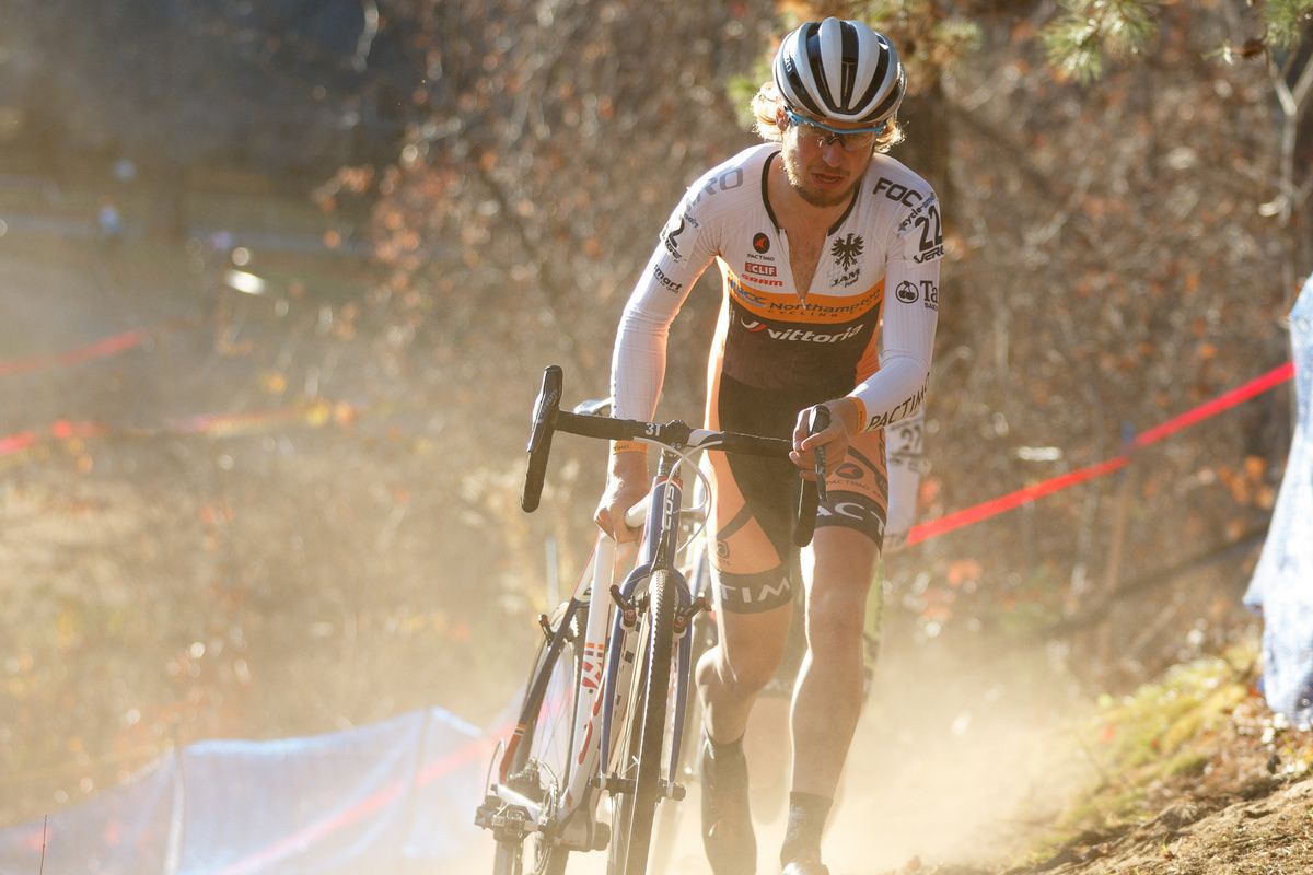 The JAM Fund's Scott Smith with a solid ride today, earning the U23 Series leader's jersey
