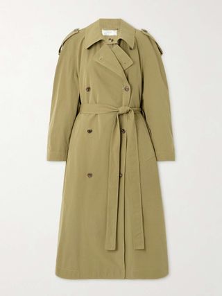 Denver Oversized Belted Double-Breasted Cotton-Gabardine Trench Coat