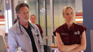 Steven Weber and Jessy Schram in Chicago Med Season 10x04