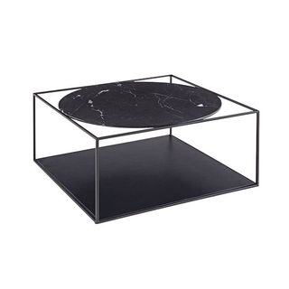 Black marble table with black lacquer metal structured table