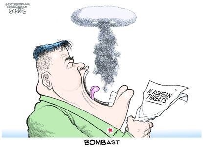 Political cartoon U.S. Kim Jong Un North Korea nuclear threat