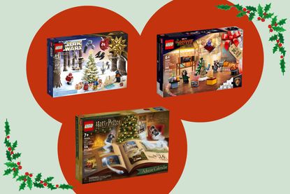 A collage of three lego advent calendars 2022