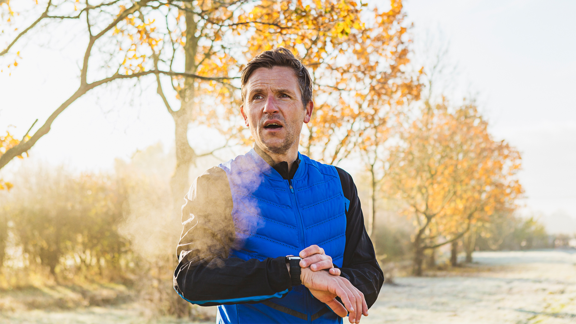 Image of man wearing vest to work out