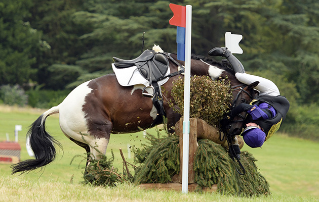 Lizzie Provenzano takes a tumble from Fine Feathers in the Corinthian Cup