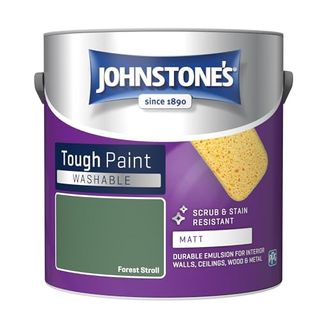 Johnstone's - Washable Paint - Forest Stroll - Matt Finish - Emulsion Paint - Highly Durable - Stain Resistant - Non Toxic & Low Odour - 12m2 Coverage Per Litre - 2.5l(packaging May Vary)