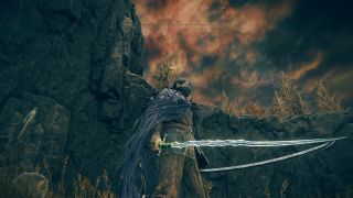 Elden Ring Геймплей Shadow of the Erdtree, демонстрирующий статы, набор движений и местоположение меча Starr Lined Sword, моего любимого нового оружия в DLC