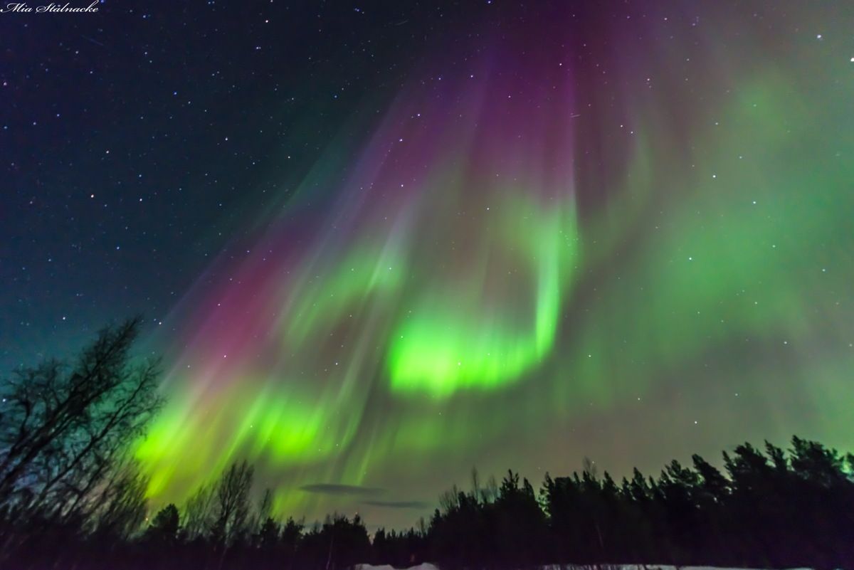 The Northern Lights, like these captured above Sweden, result from magnetic storms.