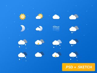 Download these weather icons as either PSD or Sketch files