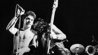 Paul Di'Anno and Steve Harris performing live onstage