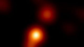 A close-up of the black hole at the center of the NRAO 530 galaxy observed by the Event Horizon Telescope.