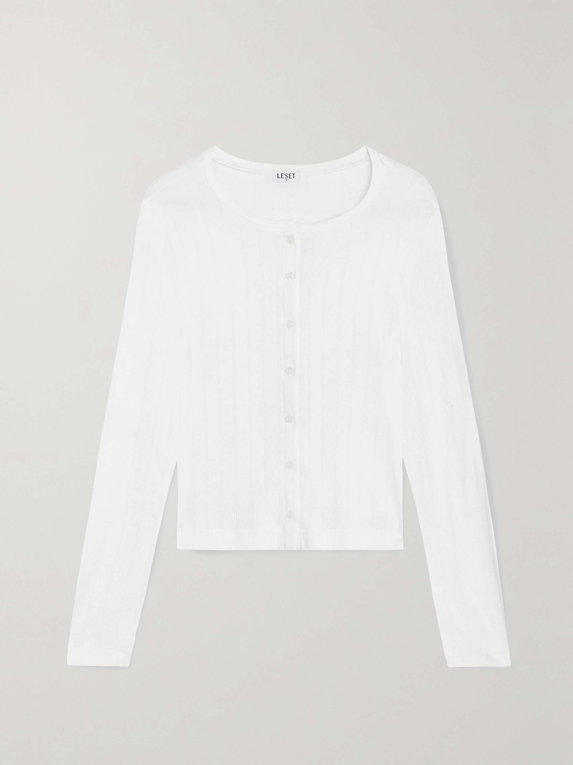 Pointelle-Knit Cotton-Jersey Cardigan