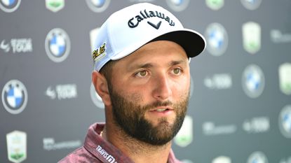 Jon Rahm speaks to the media