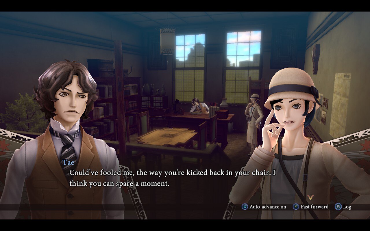 A screenshot from Raidou Remastered showing Narumi in conversation with Kai
