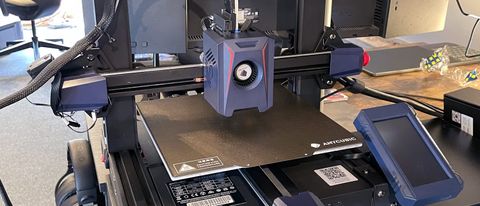 Kobra 3 3D printer review; a large 3D printer in a workshop