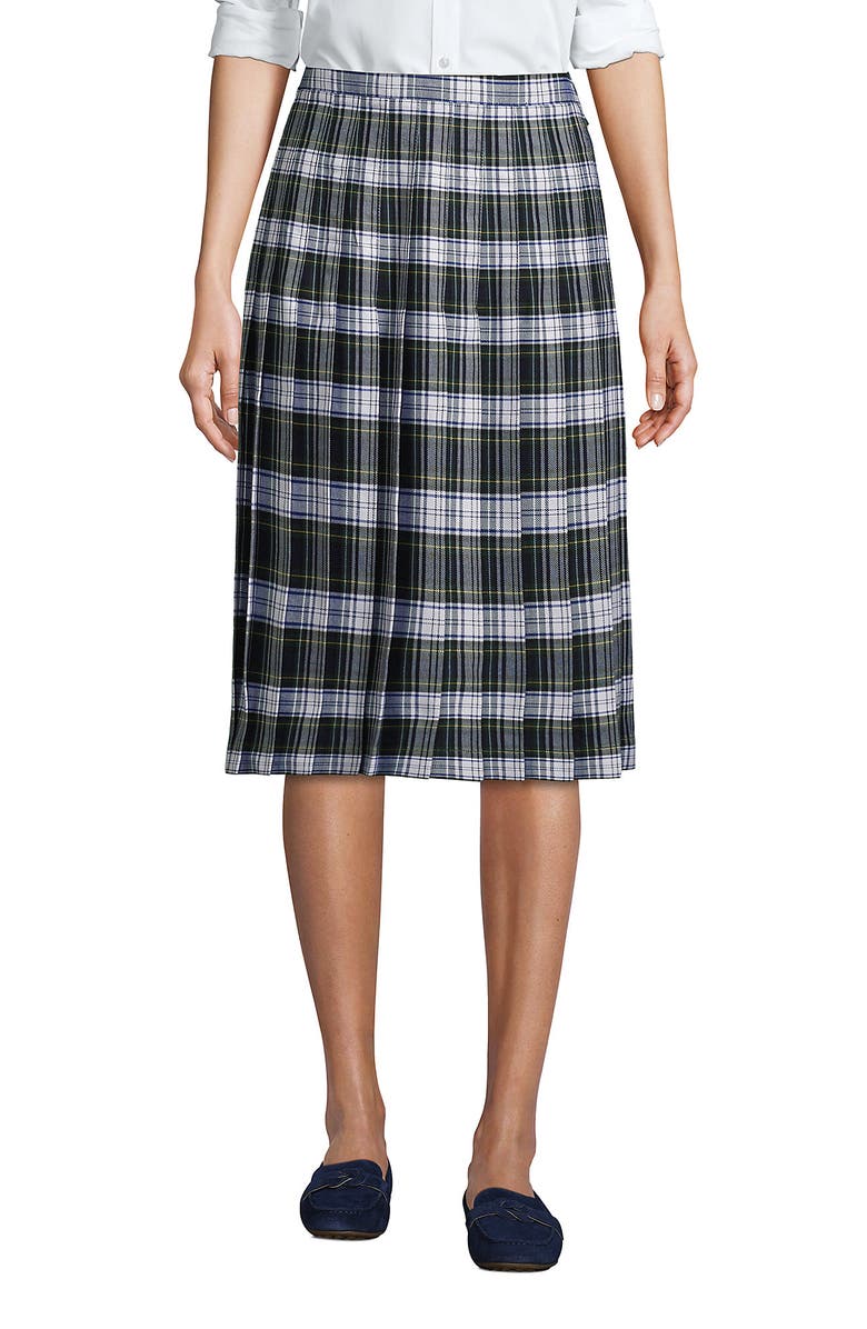 School Uniform Plaid Pleated Skirt Below the Knee