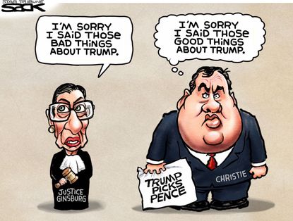 NL Political cartoon U.S. Ginsburg Pence Trump Christie