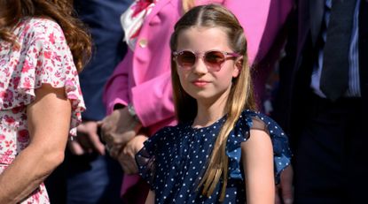 Princess Charlotte of Wales court-side of Centre Court during the men&#039;s final on day fourteen of the Wimbledon Tennis Championships at the All England Lawn Tennis and Croquet Club on July 14, 2024 in London, England. 