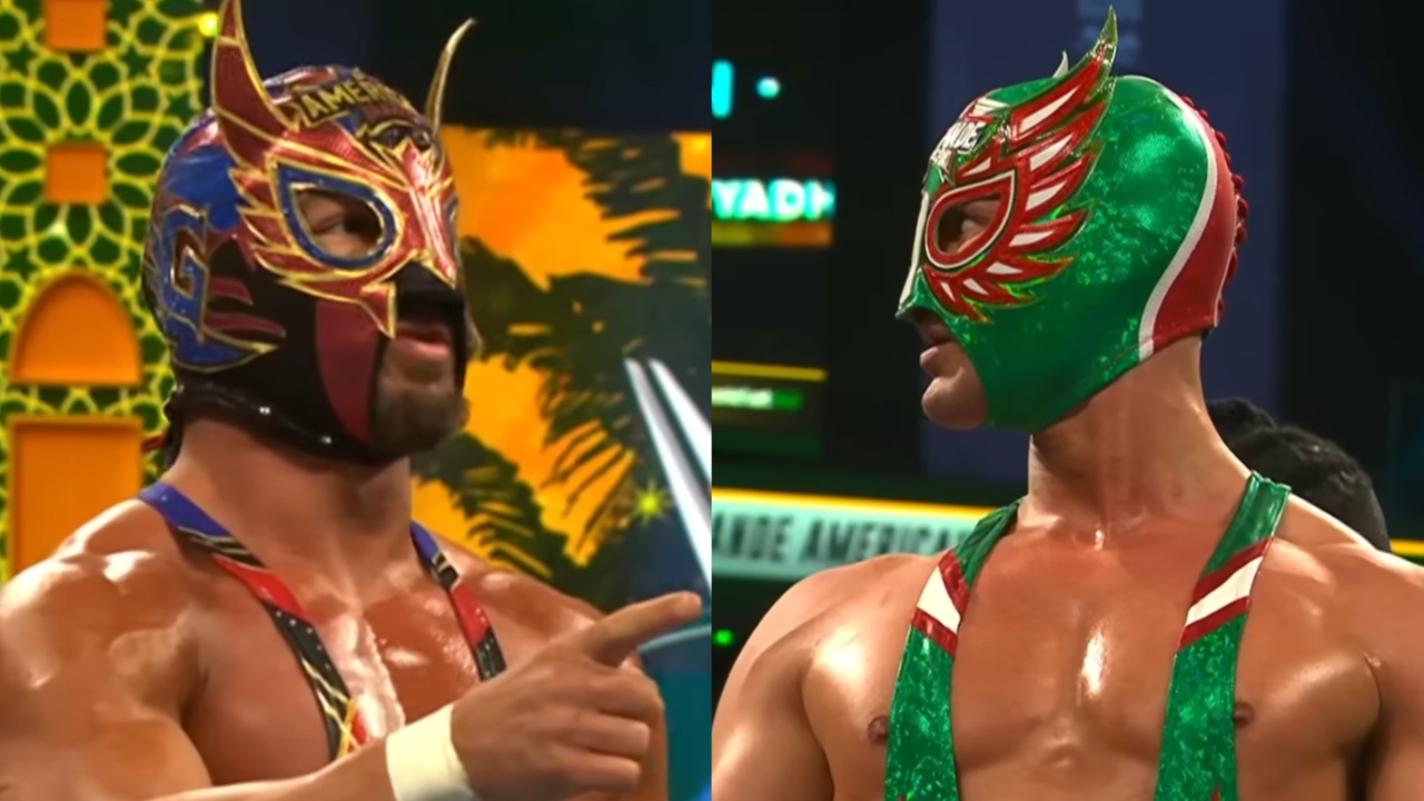 The El Grande Americanos come face to face during the 2026 Royal Rumble. Split image