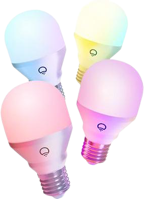 Lifx Color A19 Light Bulb illuminated in multiple colors