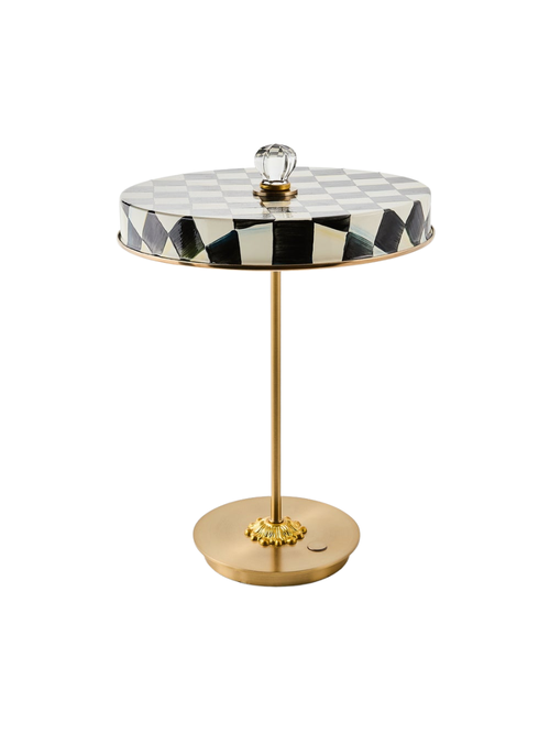 Courtly Check Led Rechargeable Disk Table Lamp in Courtly Check