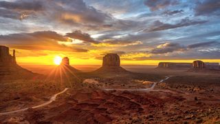 sunrise in the famous Monument Valley in Arizona, USA
