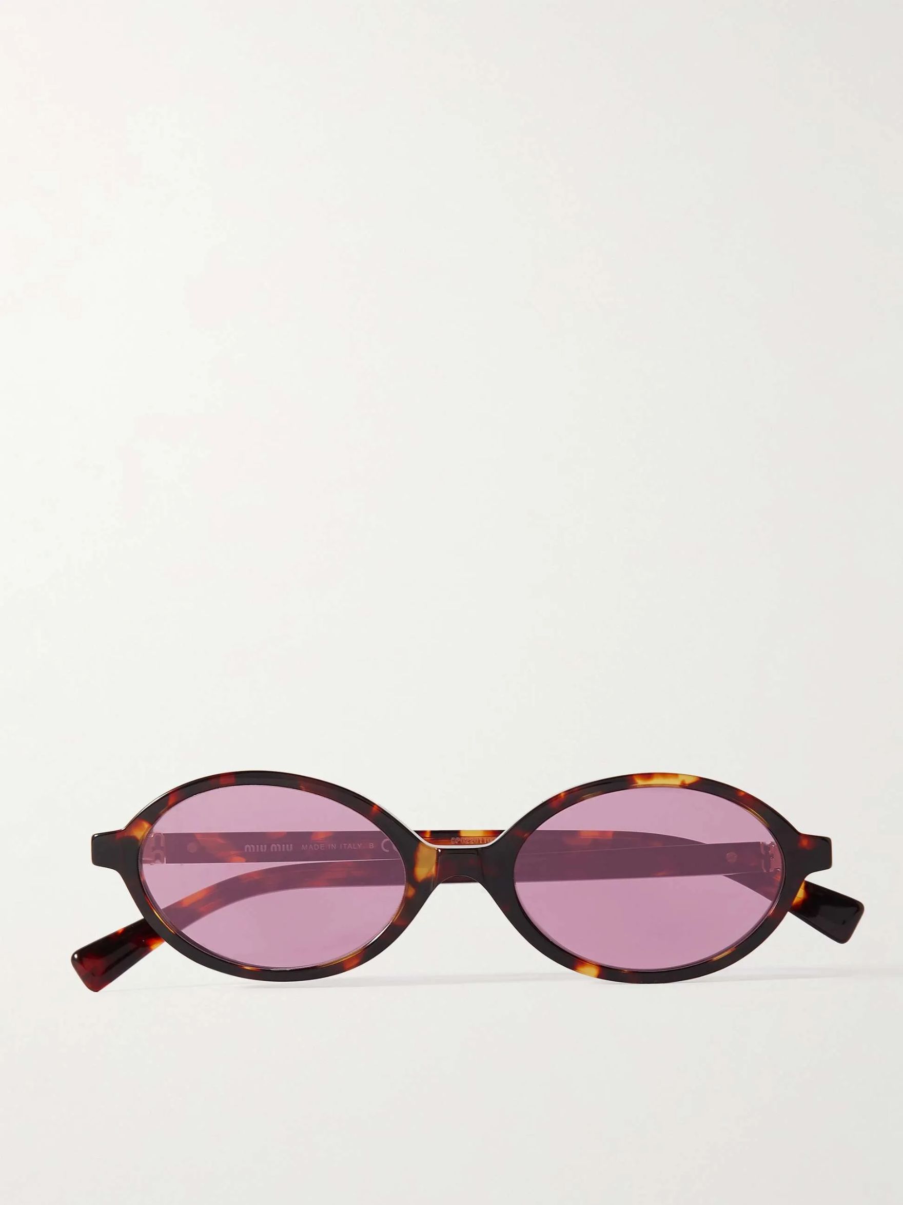 Oval-Frame Tortoiseshell Acetate Sunglasses