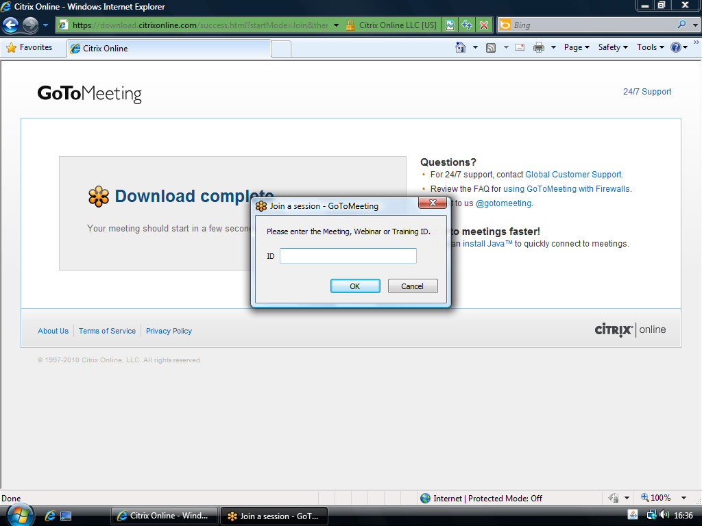 Although it&rsquo;s trivial to join a meeting using the GoToMeeting client software, the GoToMeeting web site has the option to con