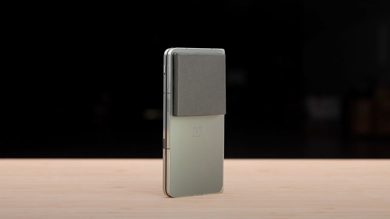 The OnePlus Open closed on a table