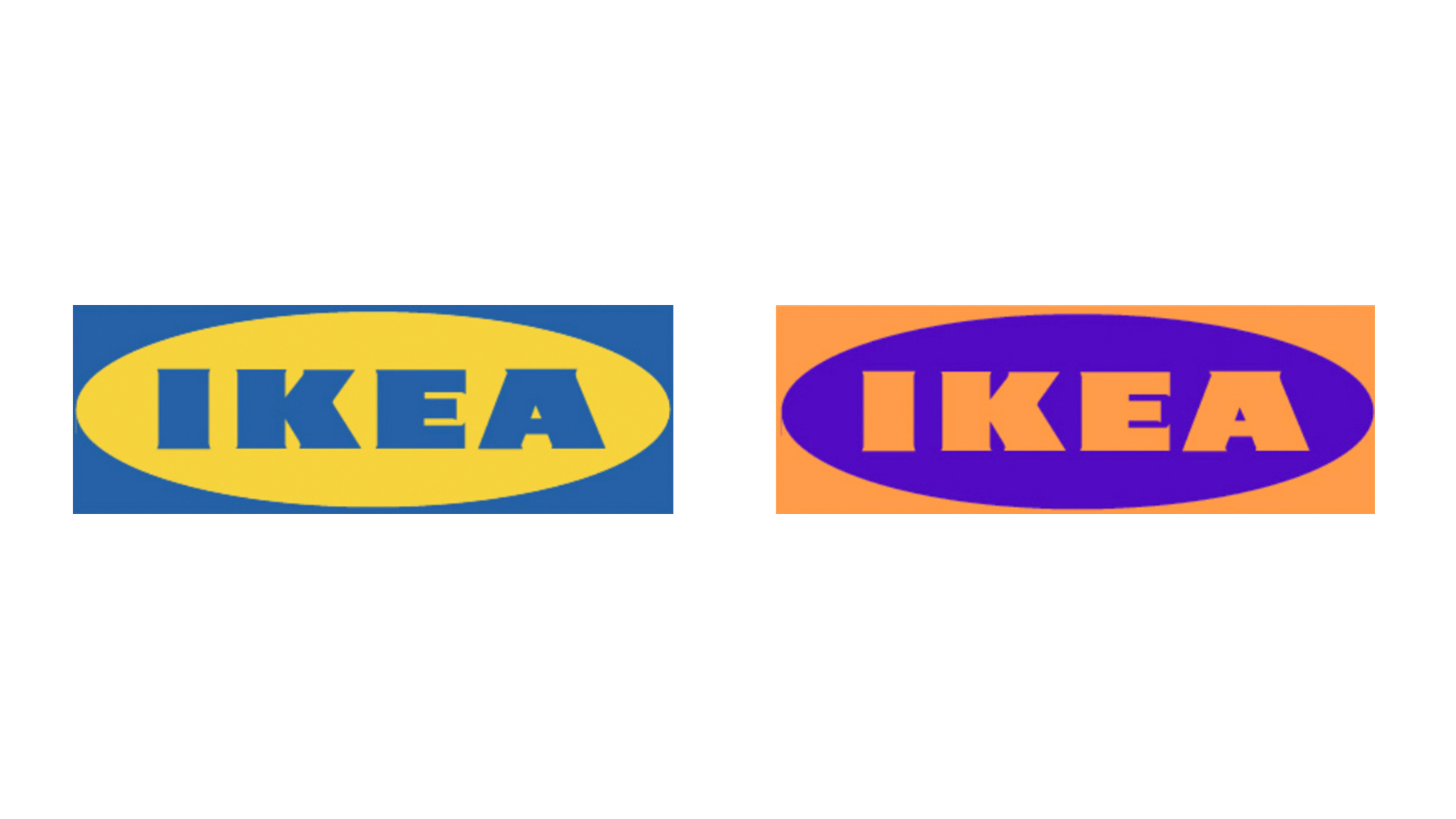 Ikea logo in yellow and blue and orange and purple